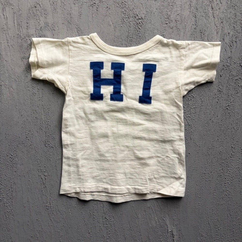 Denim Dungaree T Shirt Medium 120CM White Japan Baby Tee
